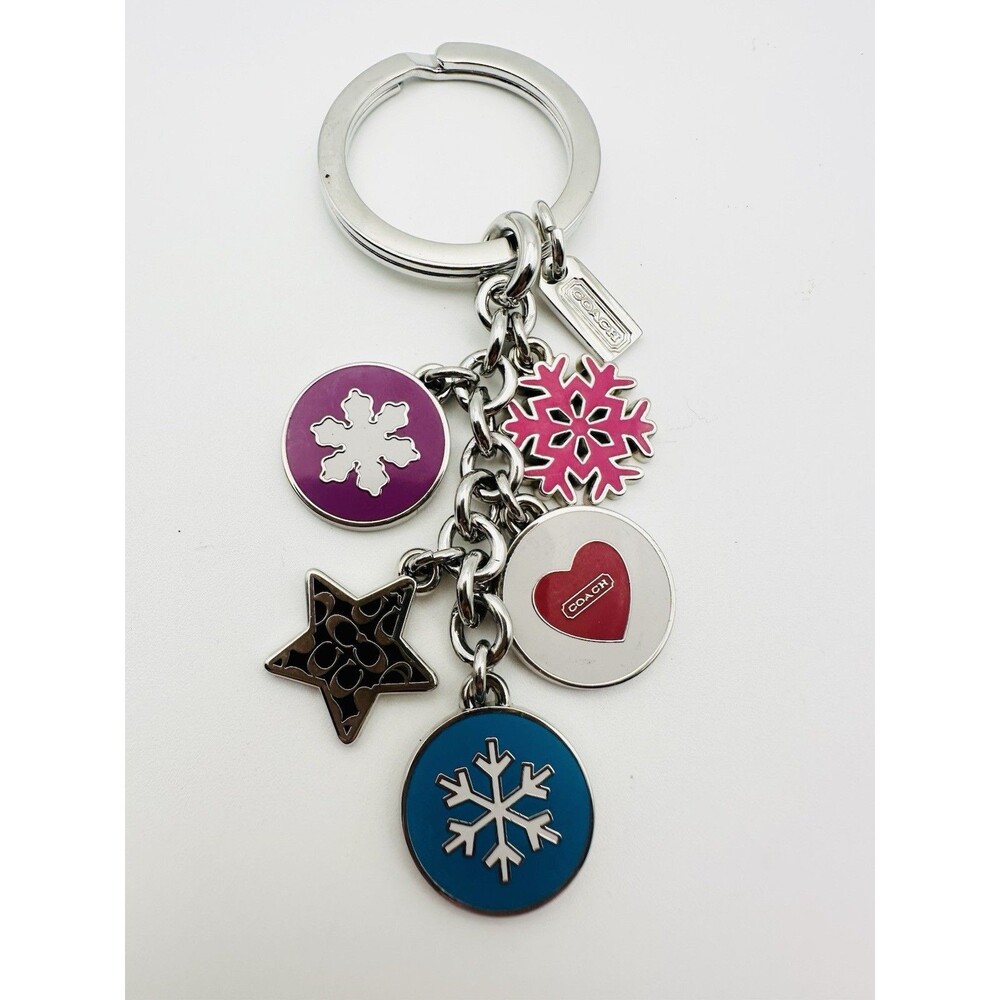 Coach Snowflakes Multi Mix Key Fob Keychain Key Ring Charm